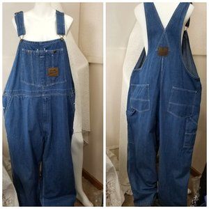 Blue Denim Jean Bib Overalls Pants 46x29 Work Wear Farmer Construction Carpenter